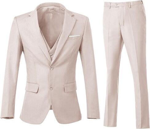 طقم بدلة رجالي مكون من 3 قطع بقصة ضيقة، سترة وسترة وسروال وسروال بدلة عمل لحفلات الزفاف in Kuwait