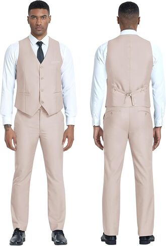 طقم بدلة رجالي مكون من 3 قطع بقصة ضيقة، سترة وسترة وسروال وسروال بدلة عمل لحفلات الزفاف in Kuwait