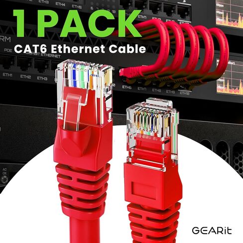 GearIT Cat 6 Ethernet Cable (1-Pack 3 Feet) Cat6 Network Patch, 10Gbps, RJ45, Snagless Cord, Gold-Plated Connectors, Internet for PC, TV, Tablet, Router, Printer, Servers, IT Data Center - Gray in Saudi Arabia