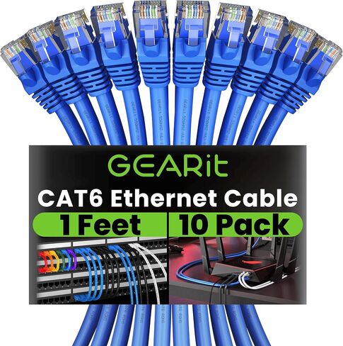 GearIT Cat 6 Ethernet Cable (1-Pack 3 Feet) Cat6 Network Patch, 10Gbps, RJ45, Snagless Cord, Gold-Plated Connectors, Internet for PC, TV, Tablet, Router, Printer, Servers, IT Data Center - Gray in Saudi Arabia