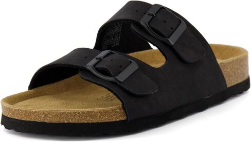 CUSHIONAIRE Lane Cork Footbed Womens Sandals Comfortable Double Buckle Slip On Sandals for Women with Arch Support and Classic Two Strap Design in Saudi Arabia