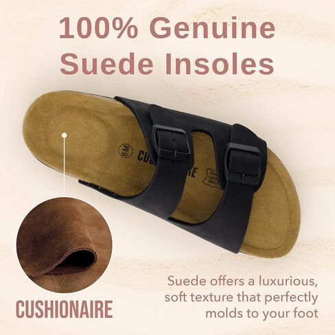 CUSHIONAIRE Lane Cork Footbed Womens Sandals Comfortable Double Buckle Slip On Sandals for Women with Arch Support and Classic Two Strap Design in Saudi Arabia