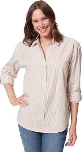 Gloria Vanderbilt Women's Amanda Oversized Button Down Shirt with Roll-tab Sleeves, Marjan Rose in Saudi Arabia
