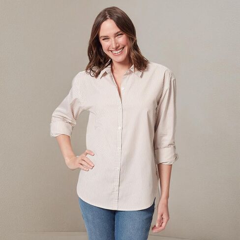 Gloria Vanderbilt Women's Amanda Oversized Button Down Shirt with Roll-tab Sleeves, Marjan Rose in Saudi Arabia