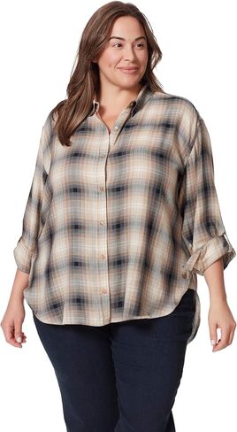 Gloria Vanderbilt Women's Amanda Oversized Button Down Shirt with Roll-tab Sleeves, Marjan Rose in Saudi Arabia