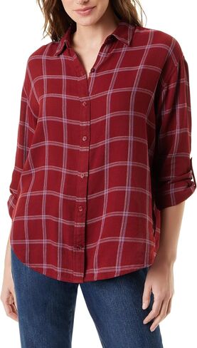 Gloria Vanderbilt Women's Amanda Oversized Button Down Shirt with Roll-tab Sleeves, Marjan Rose in Saudi Arabia