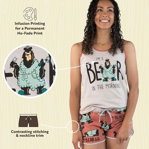 Lazy One Matching Pajamas for Women, Cute Pajama Shorts and Tank Top Set in Kuwait