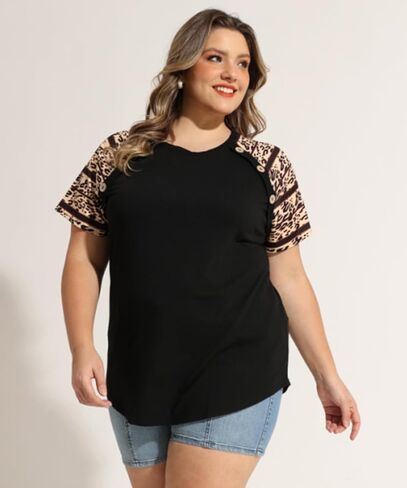 TIYOMI بلوزات حجم كبير للنساء الجولة الرقبة ساحة الرقبة تي شيرت الصيف عادية كم قصير تونك البلوزات XL-5XL in Kuwait