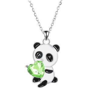 Panda Necklace for Women Girls Panda Gifts for Panda Lovers Crystal Heart Necklace for for Women Panda Gift for Kids Friend Mom Daughter Panda Themed Gifts Necklaces
