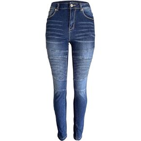 Aodrusa Womens Skinny Moto Jegging Jeans Denim Slim Fit Mid Rise Stretch Pencil Pants