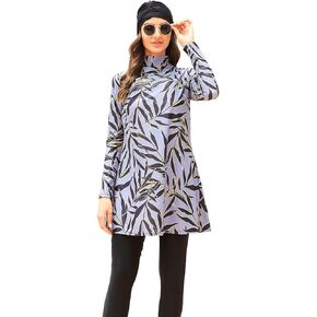 IBAKOM Modest Swimsuit for Women Islamic Long Sleeve Bathing Suit Full Body Muslin Burkini Rash Guard Set with Swim Hijab