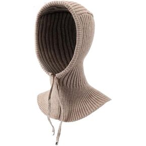 Winter Hat Warm Hooded Scarf Hat Balaclava Knitted Beanie for Women and Girls
