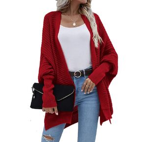 Women's Fall Autumn Winter Open Front Long Lantern Sleeve Cardigan Oversized Chunky Outwear Sweater Coat Slouchy