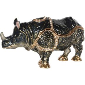 Baby Elephant Trinket Box Jewelry Box Hand Painted Decorative Box with Hinged Lid Ring Earring Holder Animal Figurine Collectible