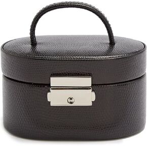 WOLF Heritage Mini Oval Box, Black - Three Compartments - Includes Travel Case