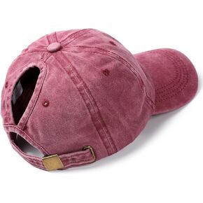 SONMONY Ponytail Baseball Caps for Women Cotton Distressed Washed Dad Hat Adjustable High Bun Hats with Large Ponytail Hole