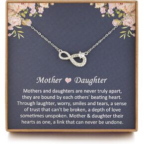 OFGOT7 Mother Daughter Necklace, Sterling Silver Infinity with Heart Necklace, Mom Necklace from Daughter, Birthday Jewelry in Kuwait