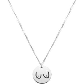 Ankiyabe Boobs Necklace Breast Necklace Feminist Jewelry Silver or Rose Gold Simple Disk Pendant Girl Power Women Right
