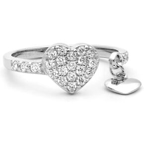 Paz Creations Open Ring Heart Shape For Women - Cubic Zirconia Coctail Ring With Heart Charm - Elegant Ring For Her