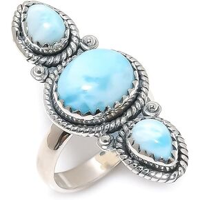 925 Sterling Silver Ring, Oval Shape Handmade Gemstone, Adjustable in Kuwait