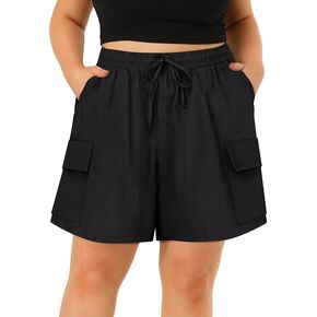 TIYOMI Plus Size Shorts for Women Elastic Waist Casual Summer Shorts Drawstring Lightweight Beach Short Pants with Pockets in Kuwait