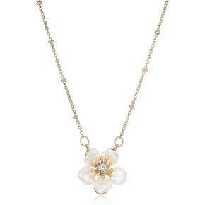 Lonna & Lilly Women's Necklace 16 Inch Flower Pendant - Worn Gold Tone/White/Crystal, One Size