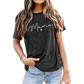 تي شيرت ماما للنساء مطبوع عليه حروف ماما تي شيرت مطبوع عليه ماما مضحك تي شيرت كاجوال بأكمام قصيرة تي شيرت Mom Life in Kuwait
