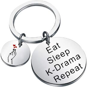 SEIRAA K-Drama Keychain Korean Drama Fan Gift Eat Sleep K-Drama Funny Korean Drama Lovers Jewelry