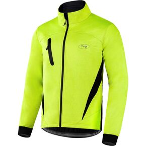 Cycling Bike Jacket for Men, Fleece Thermal Running Coat Windproof Breathable Mountain Biking Softshell Jacket
