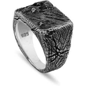 Chicotta Handmade Vintage Black Color Sterling Silver Bikers Ring for Men