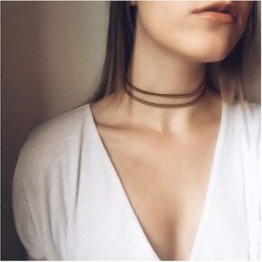 Layering Leather Choker Necklace Short Velvet Suede Necklace Chain Boho Layered Necklaces Jewelry for women and Girls