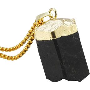 TUMBEELLUWA Natural Crystal Pendant Necklace Raw Stone Gemstone Gold Plated Healing Irregular Handmade Jewelry for Women