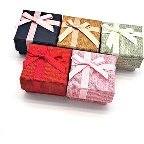 Best Balmy 30-Piece Color Cube Hard Cardboard Ring Box Bow-Knot Wedding Jewelry Packaging Gift Box Showcase Display Jewelry Box for Anniversaries, Weddings, Birthdays