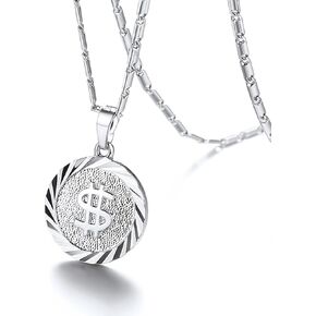 U7 Bitcoin Chain for Men, Stainless Steel 18K Gold Plated Cryptocurrency Pendant BTC/Dollar Sign Coin Medal Necklace