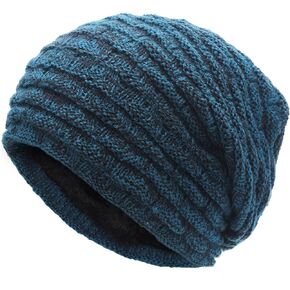 ZLYC Winter Knit Slouchy Beanie Hat for Men Women Thick Fleece Lined Baggy Skull Cap