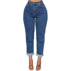 SheKiss Womens Straight Leggings Stretchy Boyfriend Jeans High Rise Trendy Bootcut Petite Mom Jeggings Jeans DarkBlue