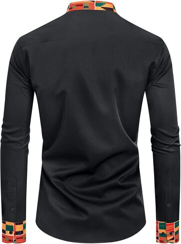 قمصان J.VER الرجالية ذات الياقة اليوسفي كاجوال وأزرار سفلية وأكمام طويلة مع جيب in Kuwait