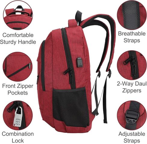 Laptop Backpack for Men, Anti Theft Backpack with USB Charging Port, 15.6 Inch Backpack for School Travel Work Business (Blue) in Kuwait