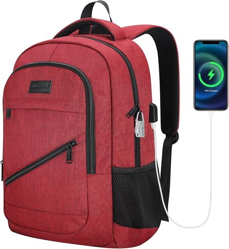 Laptop Backpack for Men, Anti Theft Backpack with USB Charging Port, 15.6 Inch Backpack for School Travel Work Business (Blue) in Kuwait