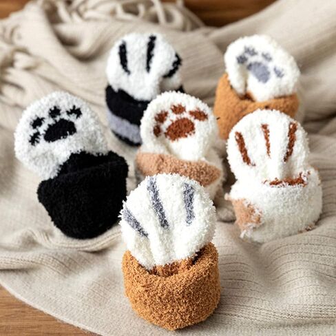 جوارب Jeasona النسائية ذات النعال المنفوش على شكل قطة، هدايا لطيفة ومضحكة للأمهات in Kuwait