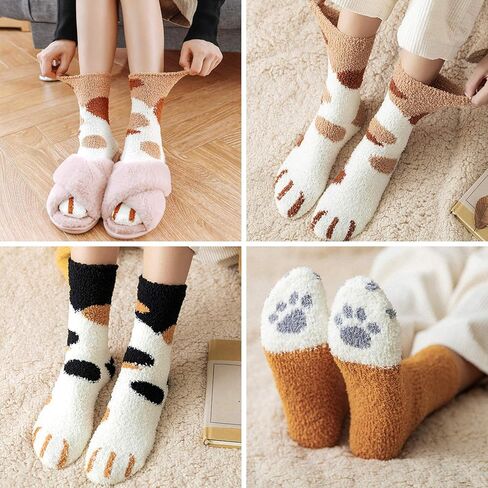 جوارب Jeasona النسائية ذات النعال المنفوش على شكل قطة، هدايا لطيفة ومضحكة للأمهات in Kuwait