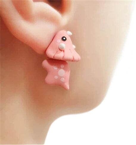 Cute Animal Bite Earring - Dinosaur Earrings for Girls Women - Fashion 3D Polymer Clay - Easy Carrying and Collection - Small and Exquisite for Creatives Gifts Accessories (Dinosaur) in Saudi Arabia