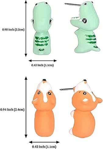 Cute Animal Bite Earring - Dinosaur Earrings for Girls Women - Fashion 3D Polymer Clay - Easy Carrying and Collection - Small and Exquisite for Creatives Gifts Accessories (Dinosaur) in Saudi Arabia