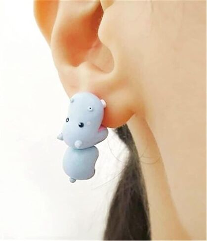 Cute Animal Bite Earring - Dinosaur Earrings for Girls Women - Fashion 3D Polymer Clay - Easy Carrying and Collection - Small and Exquisite for Creatives Gifts Accessories (Dinosaur) in Saudi Arabia