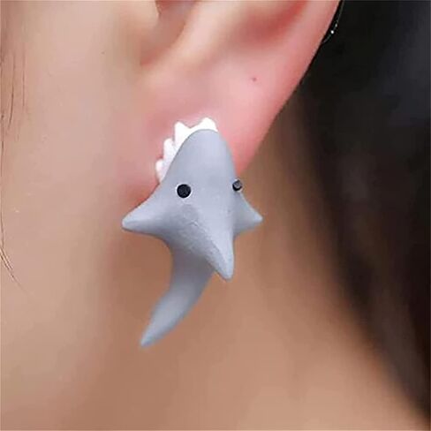 Cute Animal Bite Earring - Dinosaur Earrings for Girls Women - Fashion 3D Polymer Clay - Easy Carrying and Collection - Small and Exquisite for Creatives Gifts Accessories (Dinosaur) in Saudi Arabia