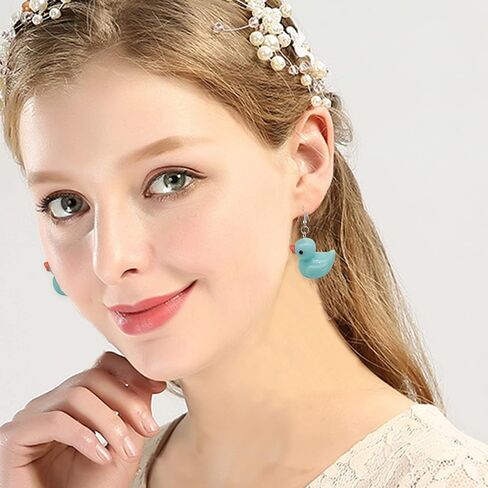Rubber Unique Personalized Yellow Duck Earring lightweight Funny Cute Duck Dangle Drop Earrings Necklace Set for Women Girls Charming Jewelry Gift in Kuwait