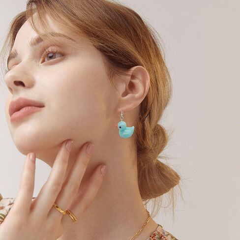 Rubber Unique Personalized Yellow Duck Earring lightweight Funny Cute Duck Dangle Drop Earrings Necklace Set for Women Girls Charming Jewelry Gift in Kuwait