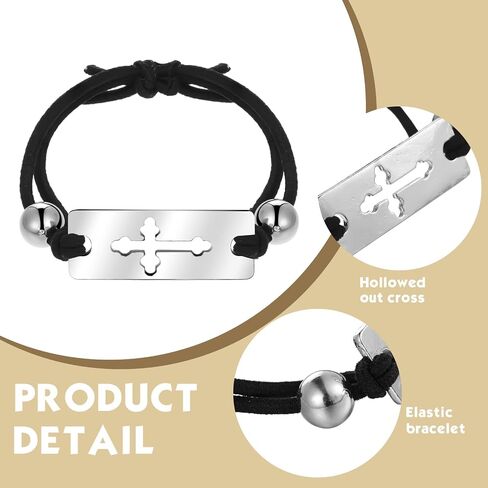 12 Pcs First Communion Black Stretch Bracelet with Silver Metal Cross Charm First Communion Gifts for Boys Girls Teens Religious Jewelry for Baptism, Confirmation, Christening, as pictures show, in Saudi Arabia