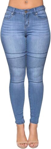 Aodrusa Womens Skinny Moto Jegging Jeans Denim Slim Fit Mid Rise Stretch Pencil Pants in Saudi Arabia