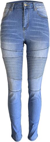Aodrusa Womens Skinny Moto Jegging Jeans Denim Slim Fit Mid Rise Stretch Pencil Pants in Saudi Arabia